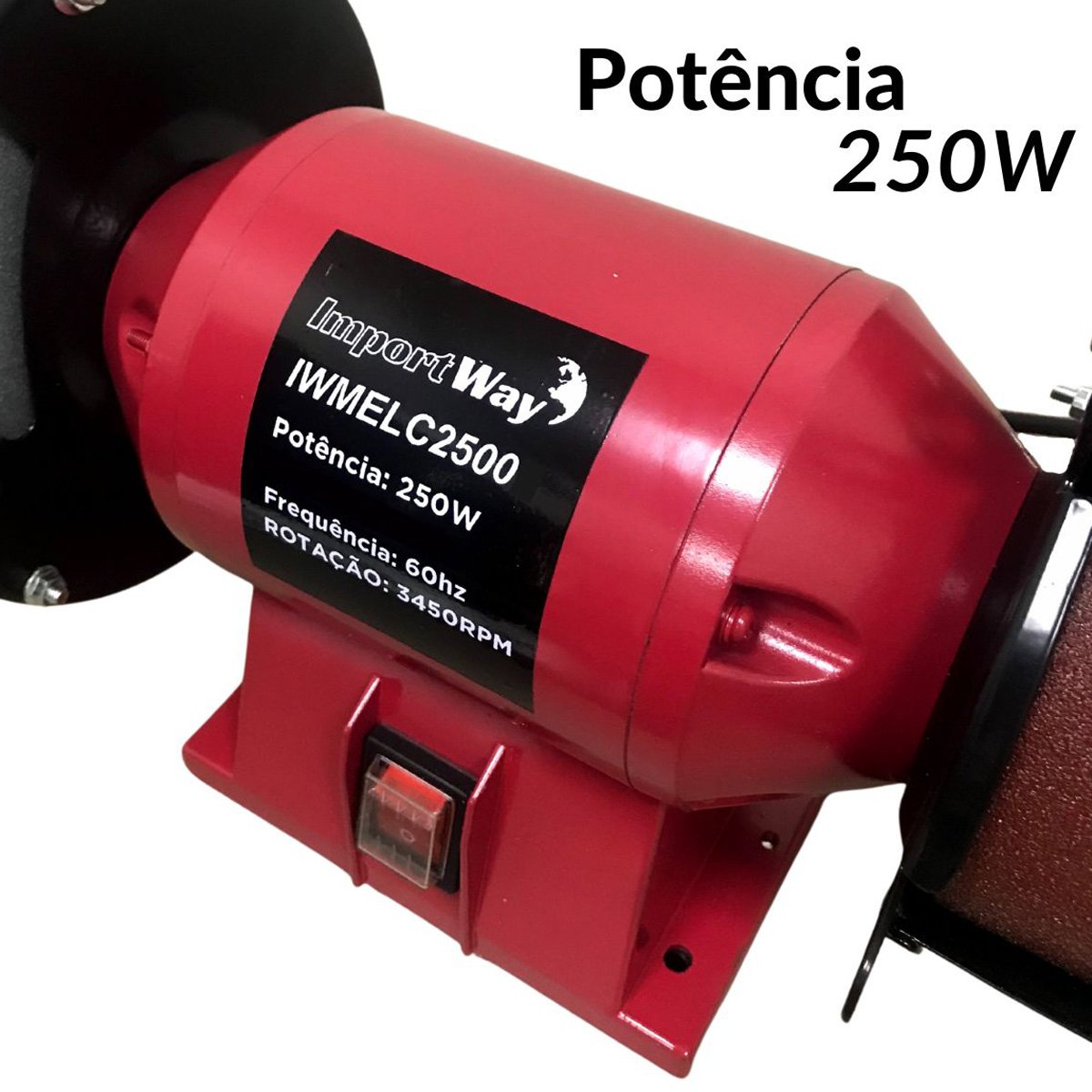 Moto Esmeril de Bancada 6 Pol com Lixadeira de Cinta 250w Profissional Importway 220v Iwmelc-25002 - 3