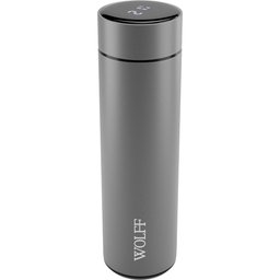 Garrafa Térmica de aço inox com termômetro em LED cinza 500ml - 1
