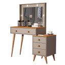 Ver imagem 5 de Penteadeira Camarim Ágata 4 Gavetas Espelho Luz Led Pés Madeira Maciça:gris/nature