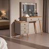 Penteadeira Camarim Ágata 4 Gavetas Espelho Luz Led Pés Madeira Maciça:gris/nature - 3