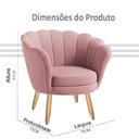 Ver imagem 4 de Poltrona Decorativa Pétala Veludo Rosê Pés Palito