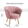 Poltrona Decorativa Pétala Veludo Rosê Pés Palito - 4