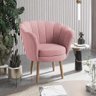 Poltrona Decorativa Pétala Veludo Rosê Pés Palito - 2