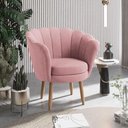 Ver imagem 2 de Poltrona Decorativa Pétala Veludo Rosê Pés Palito