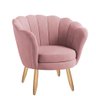Poltrona Decorativa Pétala Veludo Rosê Pés Palito - 1