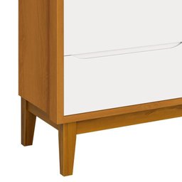 Cômoda Infantil Classic 6 Gavetas Branco/savana com Pés Amadeirado - Reller Móveis Branco/ - 2