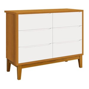 Cômoda Infantil Classic 6 Gavetas Branco/savana com Pés Amadeirado - Reller Móveis Branco/