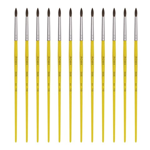 Pincel para Artesanato Pelo de Pônei N. 10 - 12 Unidades