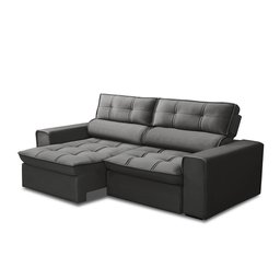 Sofá Retrátil e Reclinável 3 Lugares 220cm Welton Veudo Grafite G22 - Gran Belo - 1