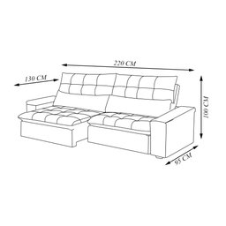 Sofá Retrátil e Reclinável 3 Lugares 220cm Welton Veudo Grafite G22 - Gran Belo - 3