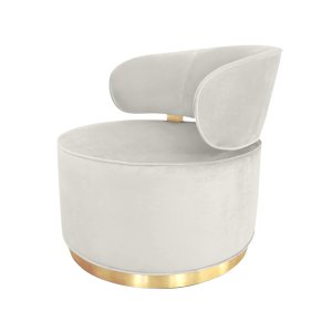 Poltrona Decorativa Florença Base Epóxi Fosco Veludo MQ Decor - Cinza Claro veludo