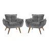 Kit 2 poltrona opala CINZA suede decorativa para sala escritório Moveis-Trida - 1