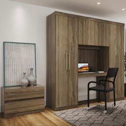 Guarda Roupa Casal 6 Portas, 2 Gavetas, Escrivaninha e Gaveteiro Porto Móveis Carraro - 2