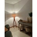 Ver imagem 2 de Luminária Coluna de Piso Ipanema Desmontável em Madeira com Cupula Algodão Cru