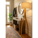 Ver imagem 2 de Luminária Coluna de Piso Ipanema Desmontável em Madeira com Cupula Algodão Cru