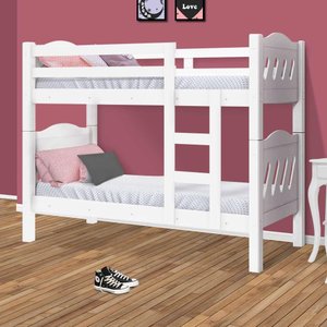 Cama Beliche Solteiro MDF Branco Perola Fênix