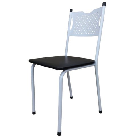 Cadeira para Cozinha Mc Estrutura Branca com Assento Preto Medcombo