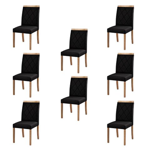 Kit 8 Cadeiras Decorativas Sala de Jantar Luxo Anita Facto Preto - Mozzelar