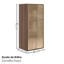Ver imagem 3 de Armario Aereo 1 Porta Vidro MDF 40x90 cm Kali 1197761 Carvalho Toq Nicioli