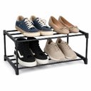 Ver imagem 1 de Organizador Sapatos 2 Prateleiras Preto 4 Pares Sapateira Ferro Quarto Closet Lavanderia