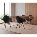 Ver imagem 1 de Mesa Jantar Industrial Amêndoa 137X90Cm Base Ferro Branco Com 4 Poltronas Pretas Ei Cor: Amendoa