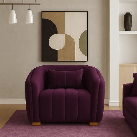 Poltrona Lilian Luxo Recepção Escritório Suede Bege:roxo/liso