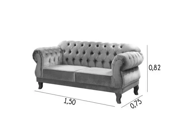 Namoradeira Chesterfield Elisabeth Capitonê SALA DE ESTAR E RECEPÇÃO VERMELHO 2 L - 2