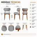 Ver imagem 5 de Cadeira de Jantar Alice Estofada Base Amadeirada Cor Cinza para Sala de Jantar e Cozinha
