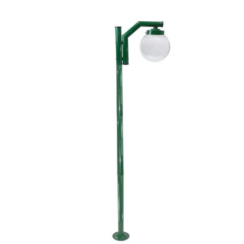 Poste de Jardim P23/1 com Globo de Vidro Transparente 15x28 2,16m em Aço Fosfatizado Verde