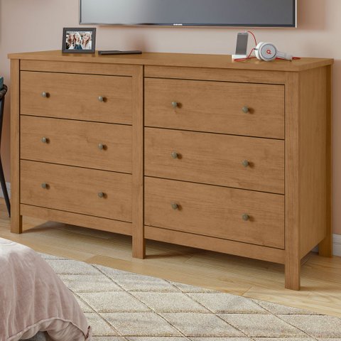 Cômoda Maggiore 6 Gavetas Amêndoa Clean - Móveis Lopas