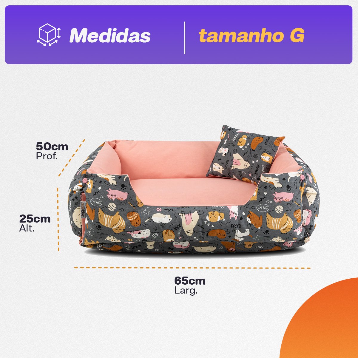 Cama de Cachorro Impermeável Dupla Face Lola 65x50 Aumigos Rose - 5