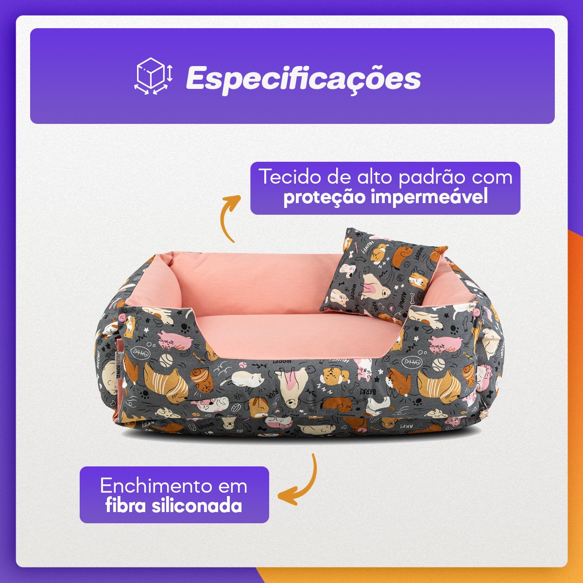 Cama de Cachorro Impermeável Dupla Face Lola 65x50 Aumigos Rose - 2