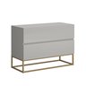 Mesa de Cabeceira Eros 2 Gavetas Off White Pés Dourado Estilo Industrial - 3
