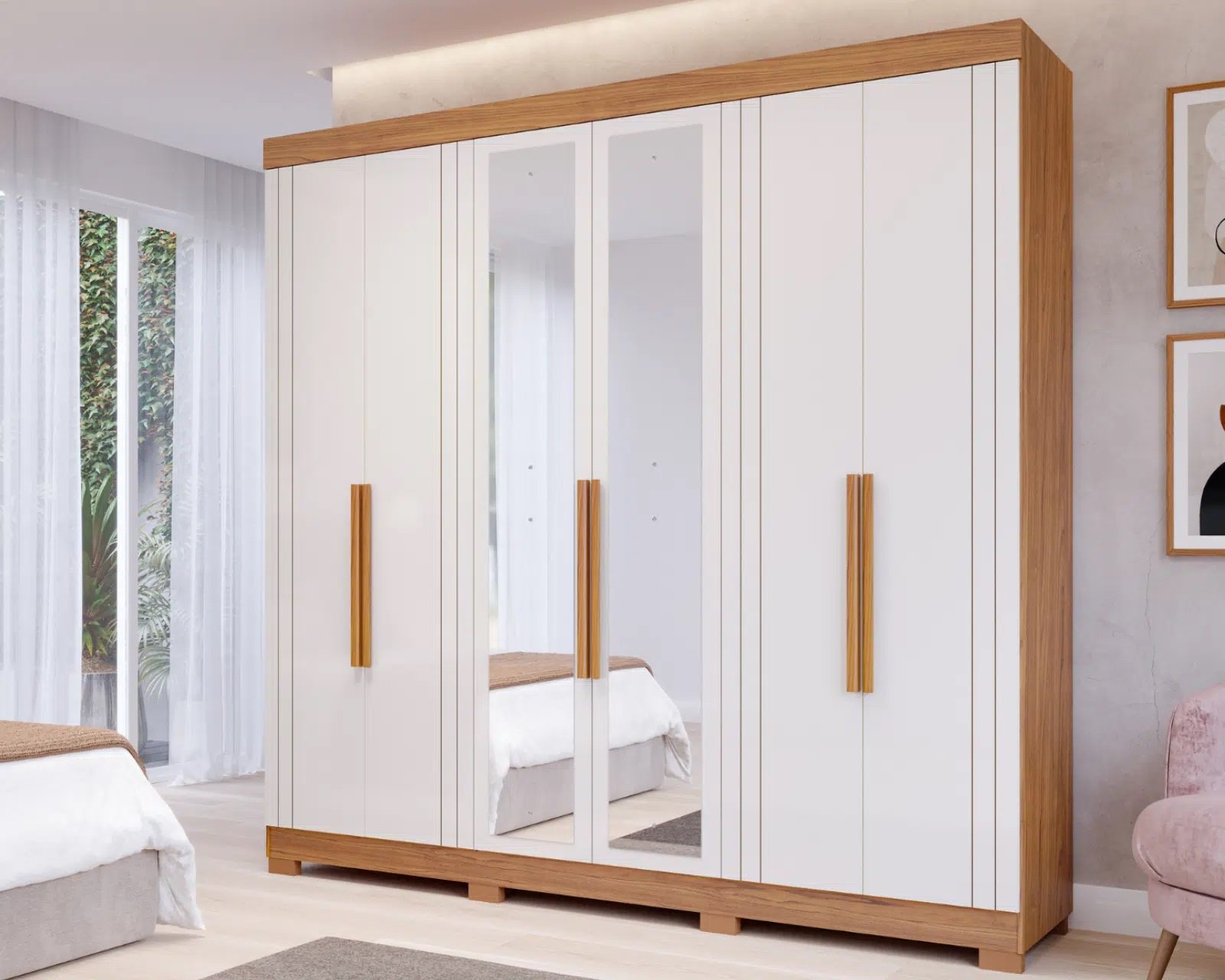 Guarda Roupa 100% Mdf Panan Cecilia 6 Portas 4 Gavetas com Pés