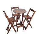 Ver imagem 1 de Conjunto Bistrô Mesa Dobrável de Madeira Redonda com 3 Banquetas Imbuia - Tarimatã