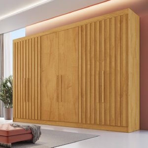 Guarda Roupa 6 Portas 4 Portas Ripadas Potente com Ripado 100% Mdf Peroba - Móveis Europa