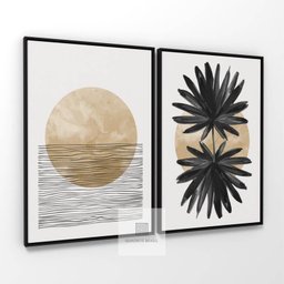 Quadro Abstrato Duo Padrões Modernos Decorativo em Canvas - 1