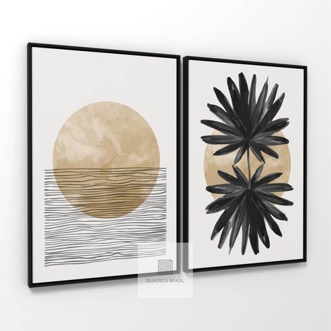 Quadro Abstrato Duo Padrões Modernos Decorativo em Canvas