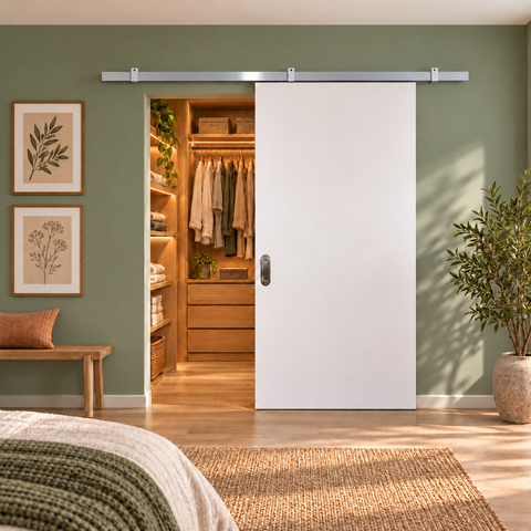 Porta de Correr Branco Prime 210x110 com Kit Aluminio