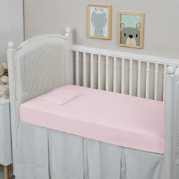 Lençol Berço Infantil Avulso com Elástico e Fronha 300 Fios 100% Algodão 1 Peça:rosa - 1