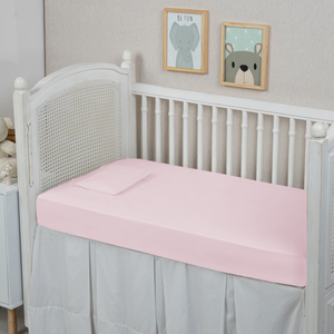 Lençol Berço Infantil Avulso com Elástico e Fronha 300 Fios 100% Algodão 1 Peça:rosa