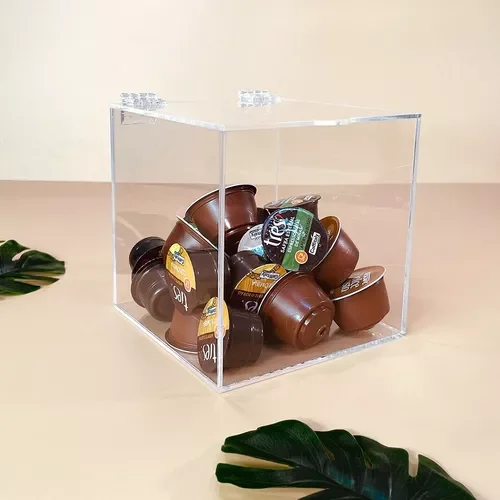 Porta Capsula de Café Nespresso Dolce Gusto Vertuo Todas as Capsulas Caixa 15x15cm Acrilico Cristal  - 2