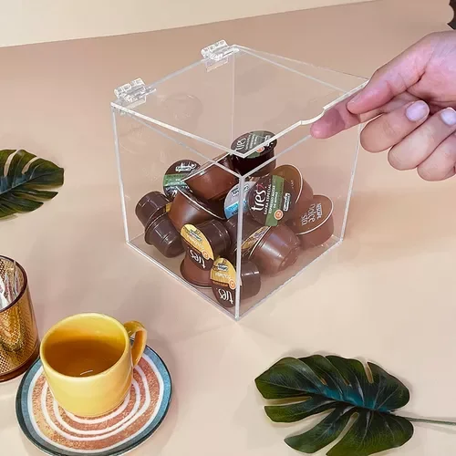 Porta Capsula de Café Nespresso Dolce Gusto Vertuo Todas as Capsulas Caixa 15x15cm Acrilico Cristal  - 1