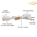 Ver imagem 2 de Cabo Abajur 1,8m Com Interruptor Liga/Desliga Bivolt Branco