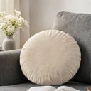 Ver imagem 1 de Almofada Redonda Veludo Premium 35cm Decorativa com Zíper e Enchimento - Bege