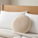 Ver imagem 3 de Almofada Redonda Veludo Premium 35cm Decorativa com Zíper e Enchimento - Bege