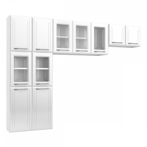 Cozinha De Aço Compacta Topázio 11 Portas 6 Prateleiras com Vidro Branco - Telasul