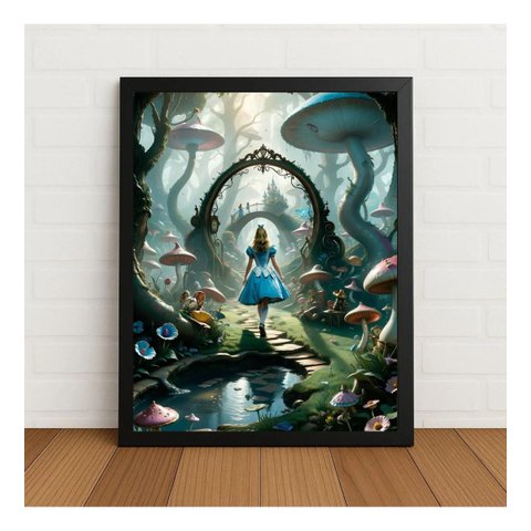 Quadro Alice no País Das Maravilhas 33x24cm com Vidro