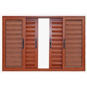 Janela de alumínio veneziana 06 folhas madeira max - 100X100