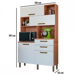 Cozinha Compacta Pimenta 4 Portas 2 Gavetas Freijó/Branco 913201 - Telasul - 3